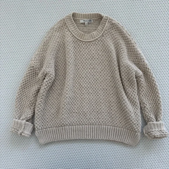 Sold 🤍Madewell French quarter pullover seed stitch sweater in oatmeal beige xs - Picture 6 of 10